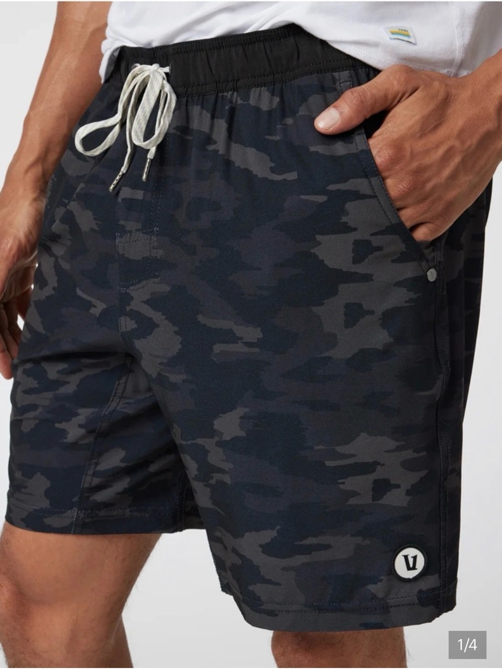 Vuori Shorts Men L Kore 7" Shorts Lined Black Camo Quick Dry Lightweight 1196